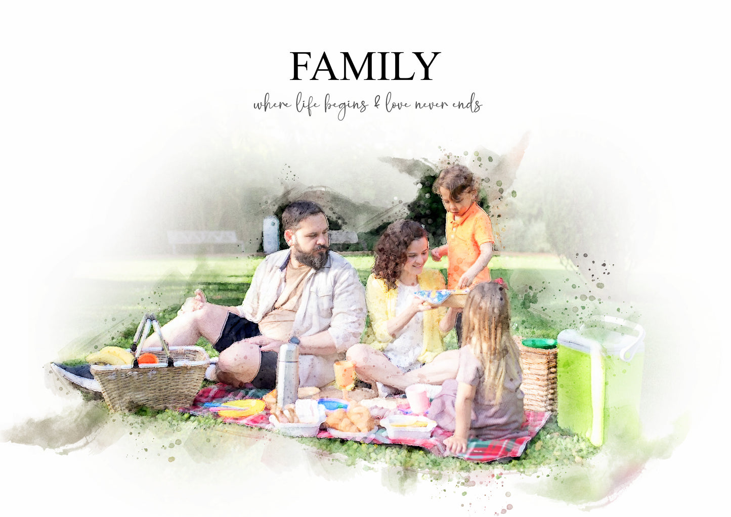 Watercolour Family / Couple Portrait